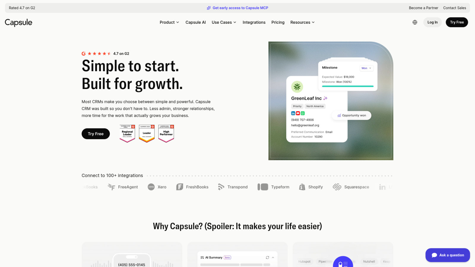 Capsule CRM : la simplicité absolue pour les indépendants